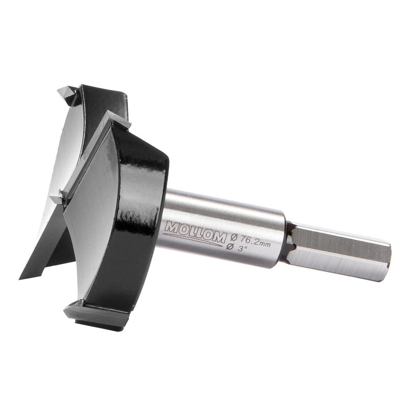 Mollom 3" (76.2mm) Forstner Drill Bit for Precise Woodworking with Durable YG8 Carbide Thickness of 2.0mm,This Hinge Cutter Tool is Ideal for Hard Wood, Plastic, Plywood - Image 1